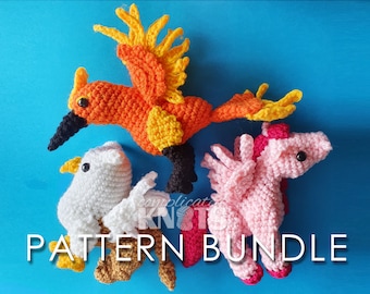 Crochet Pattern Bundle - Winged Mytholgy - Phoenix, Griffon & Pegasus **Please read before purchase**