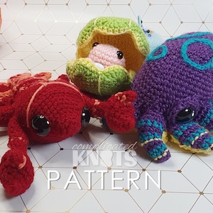 Crochet pattern bundle - Lobster, Clam & Octopus!