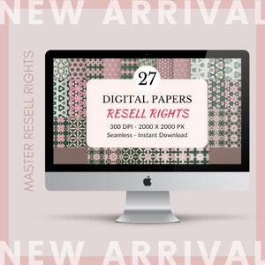 Master Resell Rights Digital Paper, Blooming Lotus Type Pattern, Resell As PLR. Seamless Pattern Printable Paper