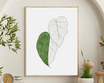 Monstera Albo Wall Art | Rare Half-Moon | Instant Download