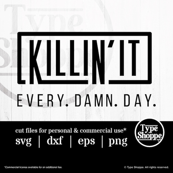 Motivational Quotes SVG Design | Killin' It Every. Damn. Day. | Original Art Sayings and Phrases | Graphics for Cricut & Cameo Silhouette