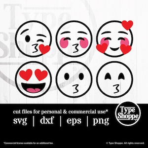 Emoji SVG Design | Love Emoji Faces | Original Art Hand-Designed Emojis | Graphics for Cricut & Cameo Silhouette