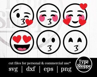 Emoji SVG Design | Love Emoji Faces | Original Art Hand-Designed Emojis | Graphics for Cricut & Cameo Silhouette