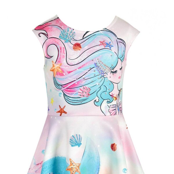 Little Girls Mermaid Fit and Flare Skater Dress I Mermaid party dress I birthday dress I everyday Mermaid dress