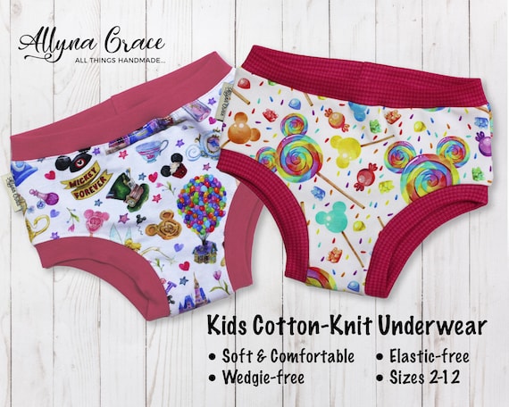 Kids Custom Handmade Cotton Underwear Elastic-free Wedgie-free Many Colors  & Cute Patterns Available 