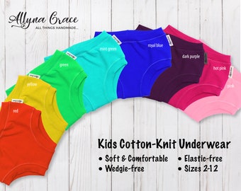 Kids Custom Handmade Cotton Underwear | Elastic-Free | Wedgie-Free | Many  Colors & Cute Patterns Available
