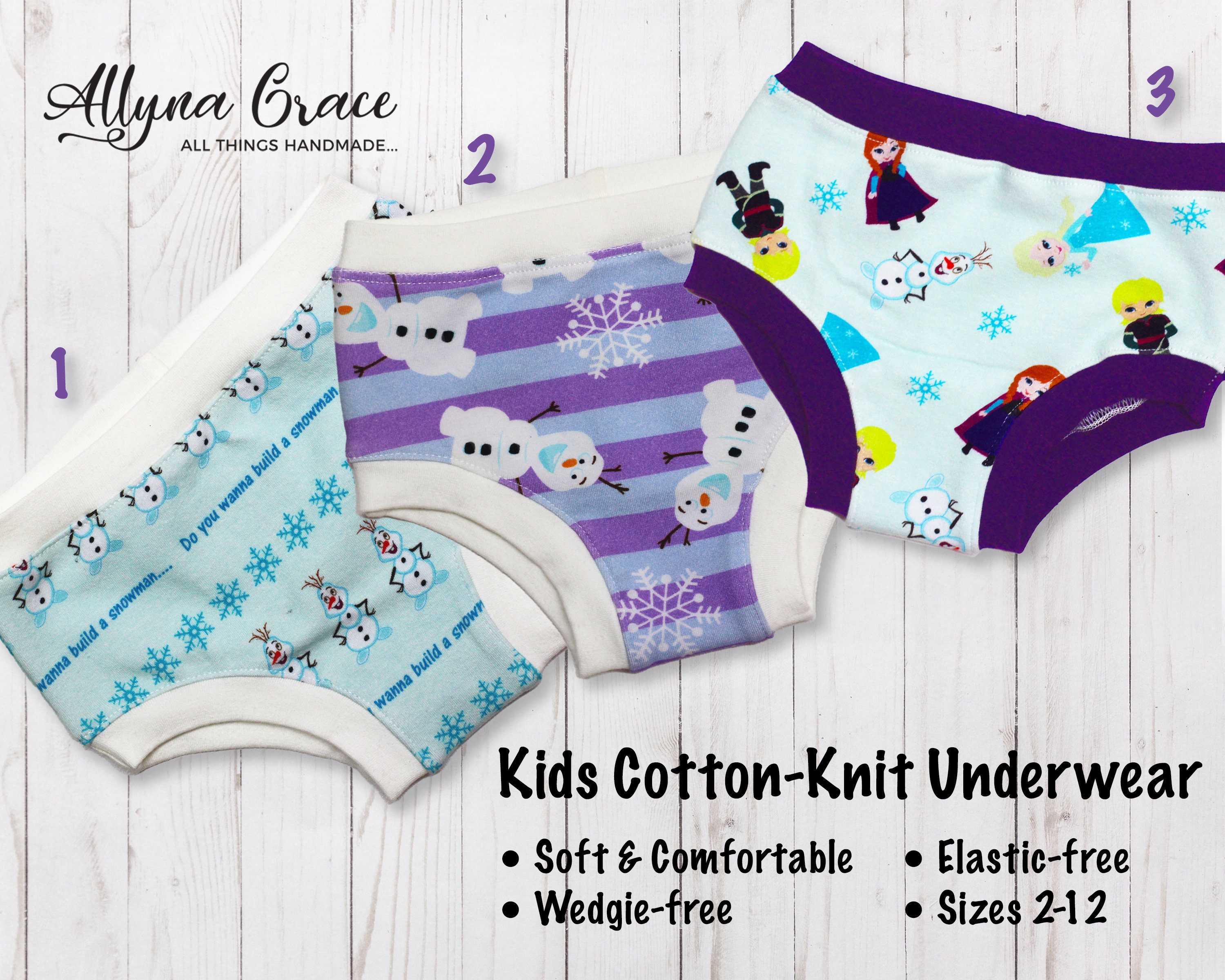 Kids Custom Handmade Cotton Underwear Elastic-free Wedgie-free