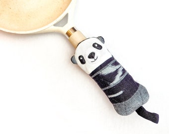 Skillet Handle Holder: Panda, Handmade 100% Cotton Hot Pad