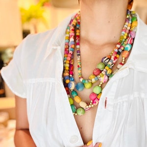 Necklace | Colors | Aura | Recycled Sari Textiles | Recycled Wood | Kantha Beads | Ethically Sourced | Gift Ideas
