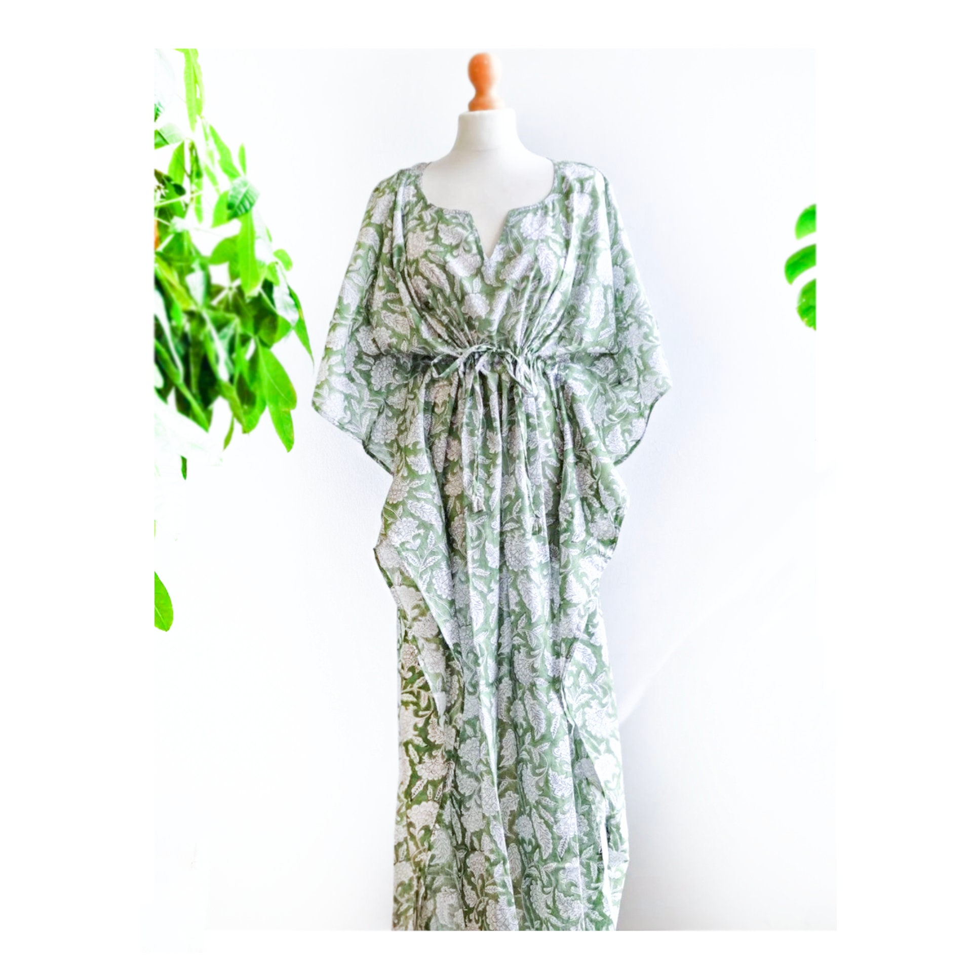 Kaftan Dress Sage Green Cotton Caftan 