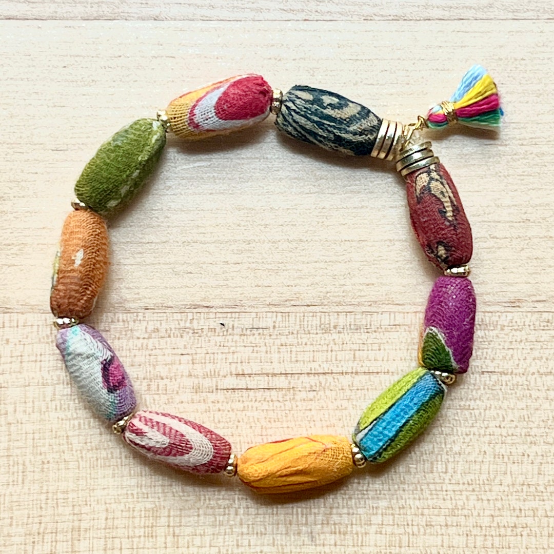 Beads Bracelets Boho Chic Kantha Textile Beads Ethically Sourced Jewelry Handmade Gifts Etsy