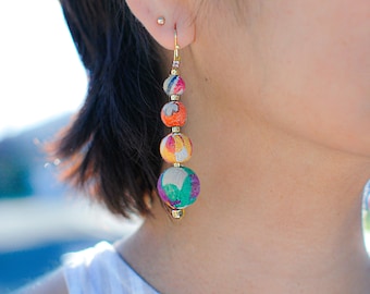 Earrings | Kantha Drop Earrings | Ethically Sourced Jewelry | Handmade | Sustainable | Eco Friendly | Kantha Beads | Gift Ideas