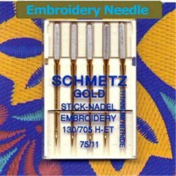 Schmetz Gold Embroidery Sewing Machine Needles Size 11/75~5 Pack~Part S-1824