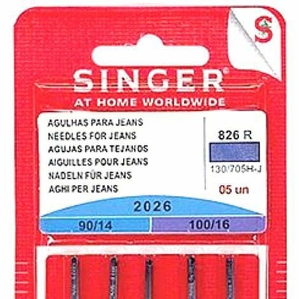 Singer 2026 Denim Assorted (3) Size 14 (2 )Size 16~5 Needles In Pack~2026-Asc