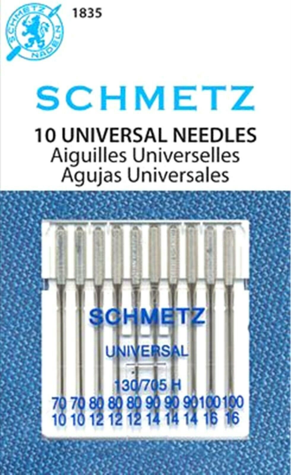 SCHMETZ 10 Pack Universal 70/10 80/12 90/14 Value Pack Sewing Machine  Needles 1835 