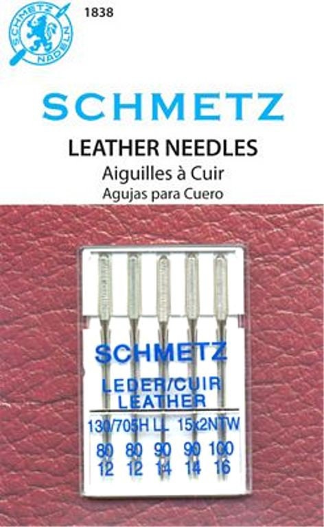 Schmetz Leather Home Sewing Machine Needles Size 14, 16 or 18 Will