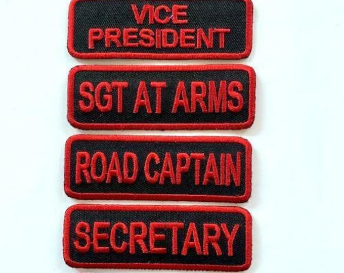 Officer Title Ranks Patches Vest President Vp Mc Bikers Club Patches