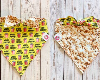 Snoopy with Popcorn Slip Through Collar No Tie Pet Bandana