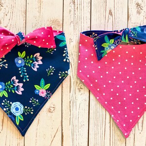 Bandana de perro floral, bandana de perro reversible, bandana de perro, bandana floral, corbata en bandana, bandana reversible para mascotas, pañuelos para perros