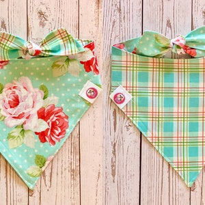 Bandana de perro floral, bandana de perro reversible, bandana de perro, bandana floral, corbata en bandana, bandana reversible para mascotas, pañuelos para perros