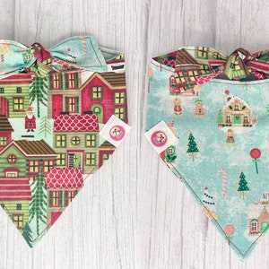 Christmas Dog Bandana, Christmas Bandana, Snow Bandana, Snow Dog Bandana, Reversible Dog Bandana, Snap On Dog Bandana, Tie On Bandana