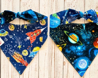 Bandana espacial para perros, Bandana planetaria, Bandana espacial, Bandana reversible para perros, Bandana para perros, Bandana para atar, Bandana reversible para mascotas, Bandanas para perros