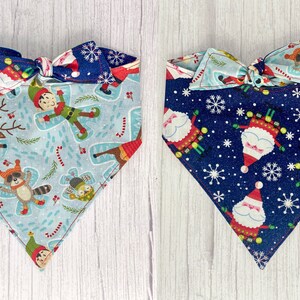Christmas Dog Bandana, Christmas Bandana, Snow Bandana, Santa Dog Bandana, Reversible Dog Bandana, Snap On Dog Bandana, Tie On Bandana