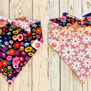 Bandana de perro floral, bandana de perro reversible, bandana de perro, bandana floral, corbata en bandana, bandana reversible para mascotas, pañuelos para perros