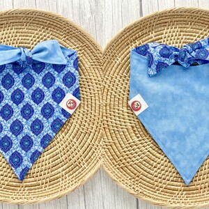 Blue Dog Bandana, Blue Dog Bandana, Snap On Bandana, Snap On Dog Bandana, Reversible Dog Bandana, Dog Bandana, Tie On Bandana, Dog Bandanas