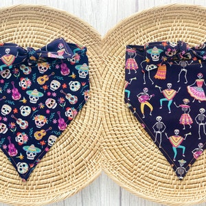 Halloween Dog Bandana, Halloween Bandana, Skull Dog Bandana, Reversible Dog Bandana, Dog Bandana, Tie On Bandana, Reversible Pet Bandana