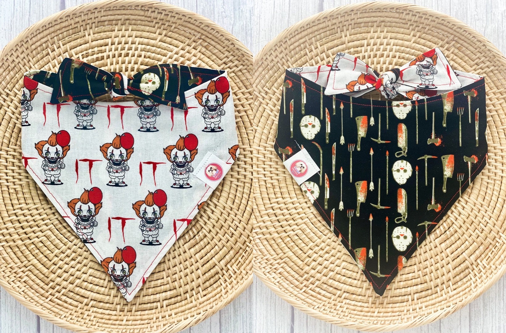 IT Bandana, Stephen King Bandana, Friday the 13th, Reversible Dog Bandana, Dog Bandana, Tie On Bandana, Reversible Pet Bandana, Stephen King