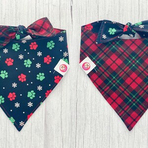 Christmas Dog Bandana, Christmas Bandana, Bandana, Dog Bandana, Reversible Dog Bandana, Snap On Dog Bandana, Dog Bandana, Tie On Bandana