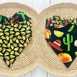 Tacos Dog Bandana, Tacos Bandana, Fiesta Bandana, Cute Dog Bandana, Tie On Dog Bandana, Reversible Dog Bandana, Snap On Dog Bandana