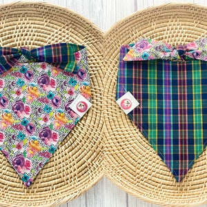 Bandana Floral para Perros, Bandana Reversible para Perros, Bandana para Perros, Bandana Floral, Corbata sobre Bandana, Bandana Reversible para Mascotas, Bandanas para Perros