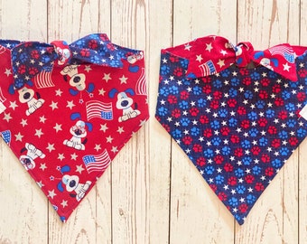 Patriotic Dog Bandana, Patriotic Bandana, Reversible Dog Bandana, Dog Bandana, Tie On Bandana, Reversible Pet Bandana, Dog Bandanas