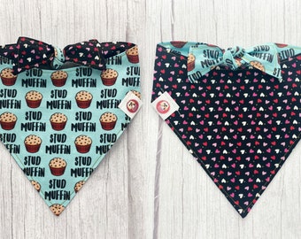 Valentine’s Dog Bandana, Valentine’s Bandana, Valentine’s Day Bandana, Dog Bandana, Valentine’s Day, Reversible Bandana, Snap On Dog Bandana