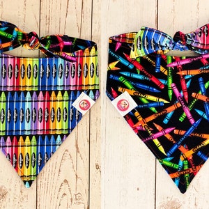 Crayon Dog Bandana, Crayon Bandana, Crayolas, Crayons, Reversible Dog Bandana, Dog Bandana, Tie On Bandana, Reversible Pet Bandana