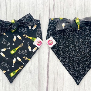 New Years Dog Bandana, New Years Bandana, Bandana, Dog Bandana, New Years, Reversible Dog Bandana, Snap On Dog Bandana, Snap On Bandana