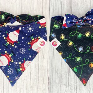 Christmas Dog Bandana, Christmas Bandana, Santa Bandana, Santa Dog Bandana, Reversible Dog Bandana, Snap On Dog Bandana, Tie On Bandana