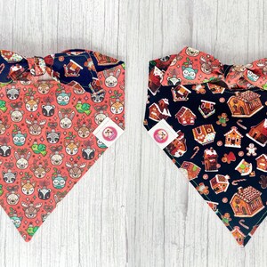 Christmas Dog Bandana, Christmas Bandana, Holiday Bandana, Holiday Dog Bandana, Reversible Dog Bandana, Snap On Dog Bandana, Tie On Bandana