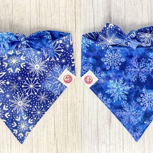Christmas Dog Bandana, Christmas Bandana, Snow Bandana, Snow Dog Bandana, Reversible Dog Bandana, Snap On Dog Bandana, Tie On Bandana