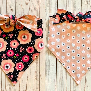 Bandana de perro floral, bandana floral, bandana de perro reversible, bandana de perro, corbata en bandana, bandana reversible para mascotas, pañuelos para perros