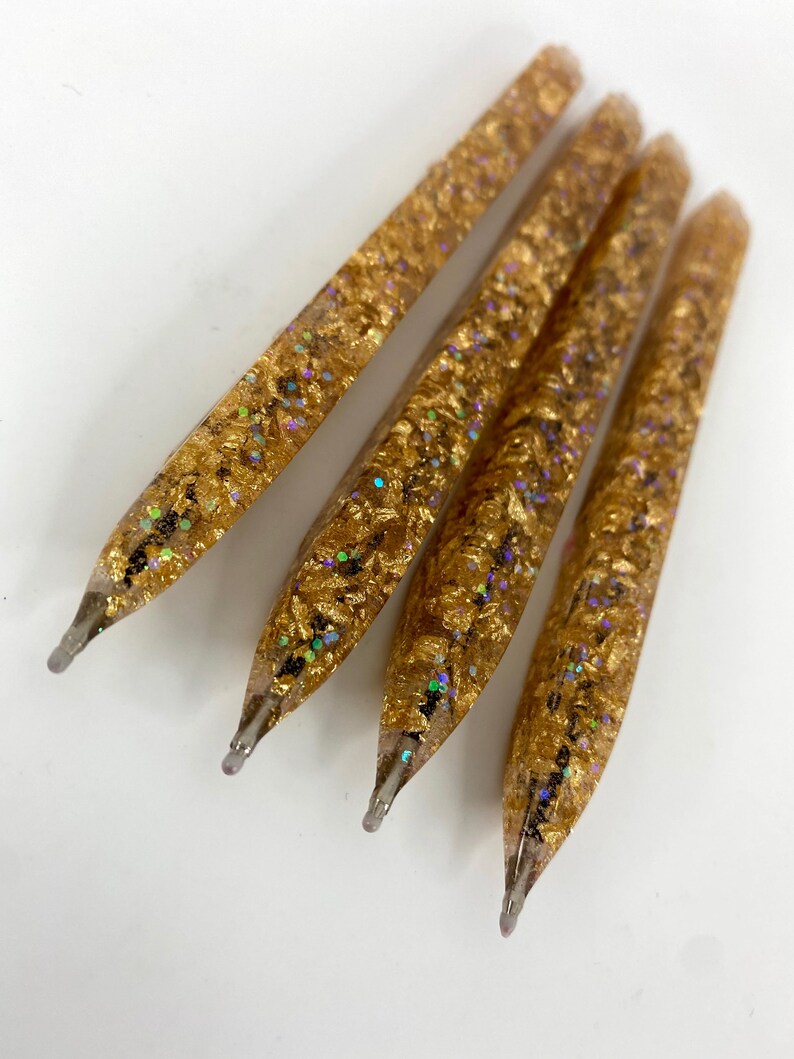 Resin writing pen Gold leaf and glitter resin pen Etsy