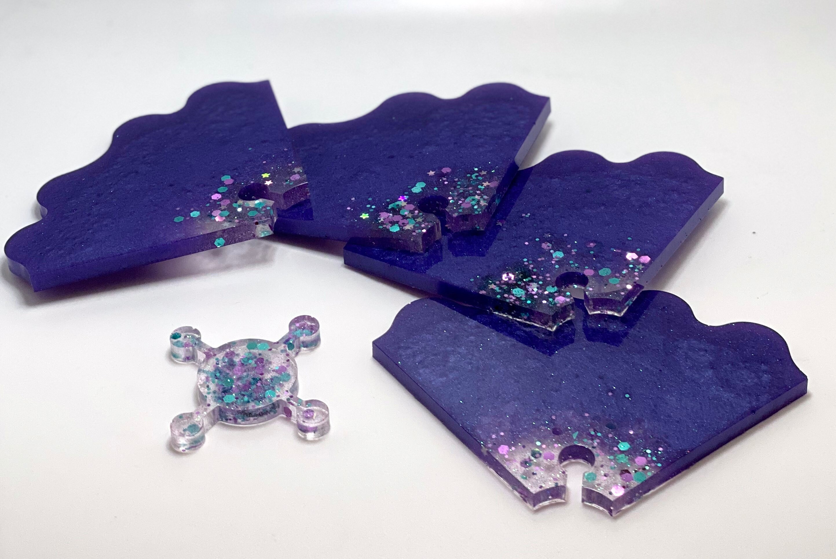 Resin Coasters/ Trivet Purple Sparkle Coaster/ Trivet Set Etsy