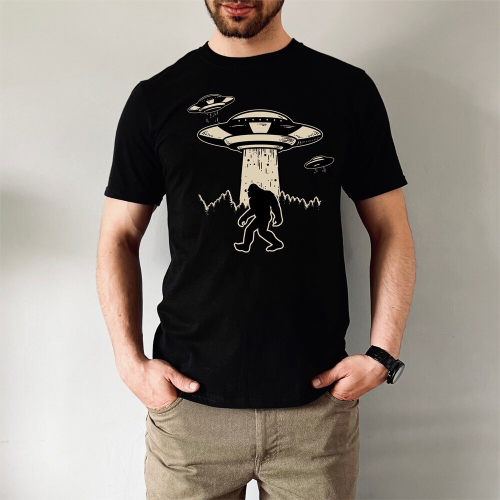 Bigfoot Shirt, Ufo Shirt, Funny Shirt, Camping Shirt, Campfire Shirt, Hiking Fun Shirt, Sasquatch Shirt, Funny Bigfoot Shirt, Bigfoot Ufo By Buzzteens Fashion