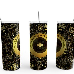 Gold und Schwarz Tarot 20 oz Dünne gerade Becher Datei für Sublimation png