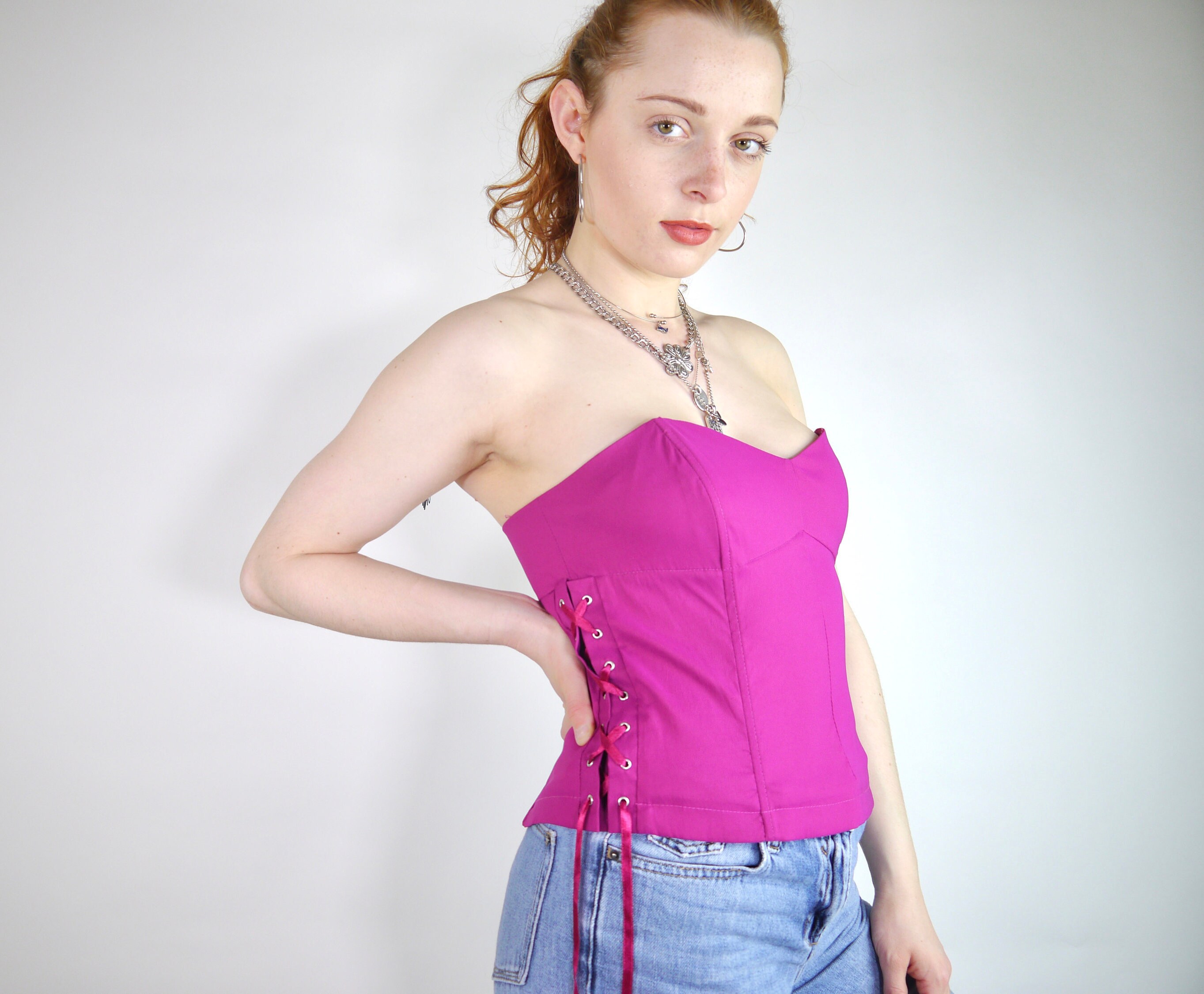 Pink Corset Top - Etsy