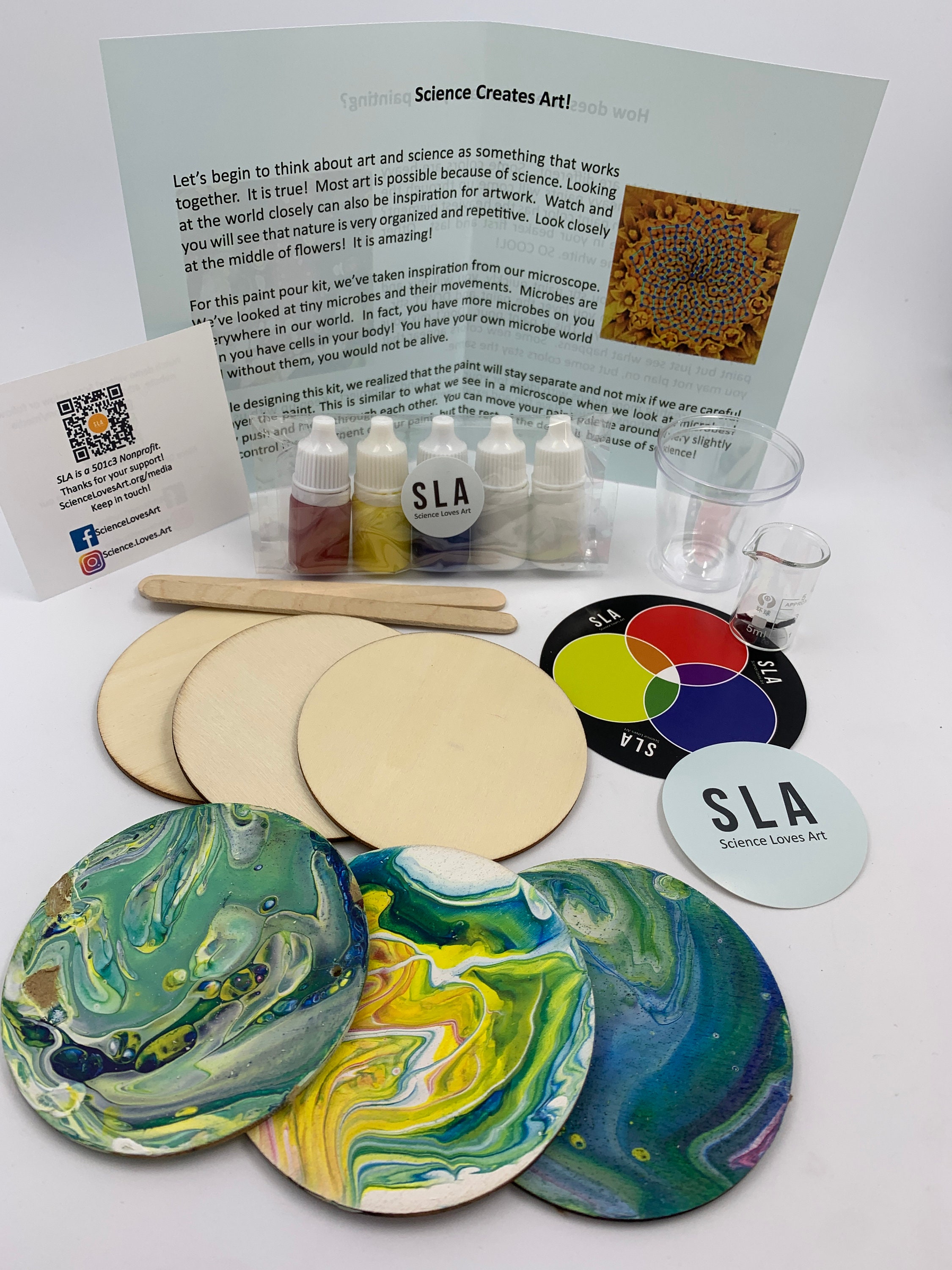 Acrylic Paint Pour Kit, Fluid Art Kit, Painting in a Box, Paint