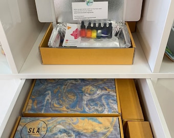 Suminagashi Japanese Marbling Art Kit * Create 16+ pieces * Great Gifts* Team Building* Online Video! Great for all ages! Most popular Kit!