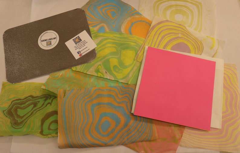 5 Crafts in 1 Kit Suminagashi Marbling Origami Bookbinding More Great gifts for adults and kids. Art Party Fun image 3